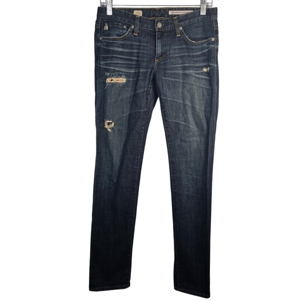 AG Adriano Goldschmied Stilt Cigarette  Leg Dark Wash Jeans Distressed Size 26R